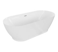 Mexen Roxy bañera independiente 180 x 85 cm, blanca, rebosadero níquel cepillado - 51201808500-97 46550 5905315385109