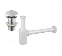 Mexen semi-sifón cuadrado para lavabo con tapón cerámico clic-clac, sin rebosadero, blanco - 7991060-25 6527 5907709135475