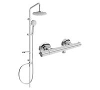 Mexen Slim Carl conjunto de ducha exterior con ducha de lluvia y grifo de ducha termostático, cromo - 77105240-00 5962 5907709180468