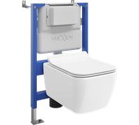 Mexen Stella conjunto empotrado WC bastidor neumático Tex Air XS-F con taza WC y asiento de cierre suave, blanco 101587 5907931049090