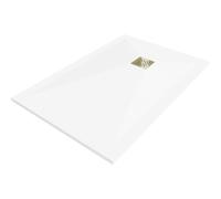 Mexen Stone+ plato de ducha de composite rectangular 110 x 80 cm, blanco, cubierta dorada - 44108011-G 24871 5905315222763