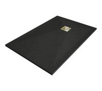 Mexen Stone+ plato de ducha rectangular de composite 90 x 70 cm, negro, cubre desagüe dorado - 44707090-G 24950 5905315223357