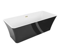 Mexen Tonia bañera exenta 170 x 75 cm, blanca/negra, rebosadero dorado cepillado - 52171707575-55 46013 5905315380647