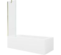 Mexen Vega bañera rectangular 150 x 70 cm con panel y mampara de 1 hoja 50 cm, transparente, dorado - 550115070X9505000050 22291 5905315204813