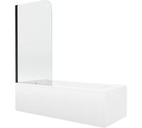 Mexen Vega bañera rectangular 150 x 70 cm con panel y mampara de 1 hoja 70 cm, transparente, negro - 550115070X9007017000 13078 5907709162440