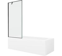 Mexen Vega bañera rectangular 150 x 70 cm con panel y mampara de 1 hoja de 80 cm, diseño negro - 550115070X9508007070 22306 5905315204967