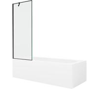 Mexen Vega bañera rectangular 150 x 70 cm con revestimiento y mampara de 1 hoja 70 cm, diseño negro - 550115070X9507007070 22305 5905315204950