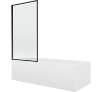 Mexen Vega bañera rectangular 150 x 70 cm con revestimiento y mampara de 1 hoja 80 cm, diseño negro - 550115070X9308017070 13095 5907709162570