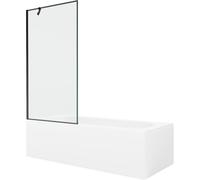 Mexen Vega bañera rectangular 150 x 70 cm con revestimiento y mampara de 1 hoja 90 cm, patrón negro - 550115070X9509007070 22307 5905315204974