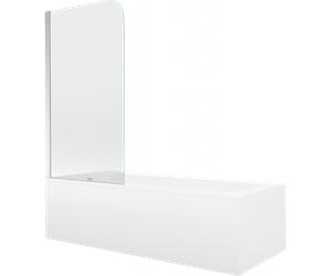 Mexen Vega bañera rectangular 160 x 70 cm con carcasa y mampara de 1 hoja 75 cm, transparente, cromo - 550116070X9007510100 13099 5907709162617