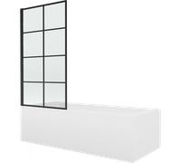 Mexen Vega bañera rectangular 160 x 70 cm con revestimiento y mampara de 1 hoja 80 cm, diseño negro fijo - 550116070X9308007077 13147 5907709162723