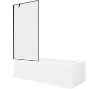 Mexen Vega bañera rectangular 160 x 70 cm con revestimiento y mampara de 1 hoja 90 cm, patrón negro - 550116070X9509007070 22337 5905315205278
