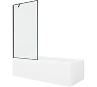 Mexen Vega bañera rectangular 160 x 70 cm con revestimiento y mampara de 1 hoja de 90 cm, patrón negro - 550116070X9509007070 22337 5905315205278