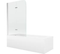 Mexen Vega bañera rectangular 160 x 70 cm con revestimiento y mampara de 2 hojas de 100 cm, transparente, cromo 13105 5907709162648
