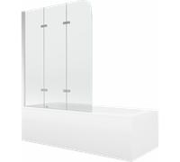 Mexen Vega bañera rectangular 160 x 70 cm con revestimiento y pantalla de 3 hojas 120 cm, transparente, cromo 13140 5907709107809