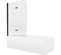 Mexen Vega bañera rectangular 170 x 70 cm con carenado y mampara de 2 alas 100 cm, transparente, negra - 550117070X9010027000 13157 5907709162815