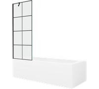 Mexen Vega bañera rectangular 170 x 70 cm con revestimiento y mampara de 1 hoja 70 cm, diseño negro - 550117077X9507007077 22373 5905315205612