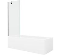 Mexen Vega bañera rectangular 170 x 70 cm con revestimiento y mampara de 1 hoja 70 cm, transparente, negro 22361 5905315205490