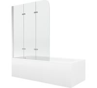 Mexen Vega bañera rectangular 170 x 70 cm con revestimiento y pantalla 3-paneles 120 cm, transparente, cromo 13158 5907709107830