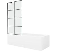 Mexen Vega bañera rectangular 180 x 80 cm con panel y mampara de 1 hoja 90 cm, diseño negro - 550118080X9509007077 22405 5905315205933