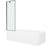 Mexen Vega bañera rectangular 180 x 80 cm con revestimiento y mampara de 1 hoja 60 cm, diseño negro - 550118080X9506007070 22396 5905315205841