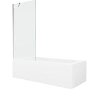 Mexen Vega bañera rectangular 180 x 80 cm con revestimiento y mampara de 1 hoja 80 cm, transparente, cromo 22380 5905315205681