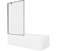 Mexen Vega bañera rectangular de 150 x 70 cm con revestimiento y mampara de 1 hoja 100 cm, patrón negro - 550115070X9510007070 22308 5905315204981