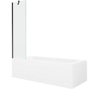 Mexen Vega bañera rectangular de 170 x 70 cm con revestimiento y mampara de 1 hoja de 50 cm, transparente, negro 22359 5905315205476