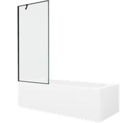 Mexen Vega bañera rectangular de 180 x 80 cm con revestimiento y mampara de 1 hoja 80 cm, patrón negro - 550118080X9508007070 22398 5905315205865