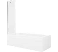 Mexen Vega bañera rectangular de 180 x 80 cm con revestimiento y mampara de 1 hoja de 50 cm, transparente, cromo 22377 5905315205650