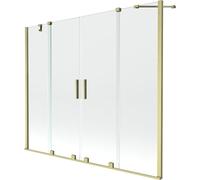 Mexen Velar Duo de biombo de bañera de 2 paneles deslizantes 180 x 150 cm, transparente, dorado cepillado - 896-180-000-02-55 24707 5905315222022