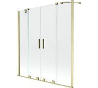 Mexen Velar Dúo de pantalla de bañera deslizante de 2 paneles 150 x 150 cm, transparente, dorado cepillado - 896-150-000-02-55 24704 5905315221995