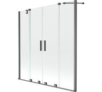 Mexen Velar Duo mampara de bañera de 2 hojas correderas 150 x 150 cm, transparente, gris plomo cepillado - 896-150-000-02-66 24722 5905315222176