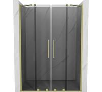 Mexen Velar Duo puertas de ducha correderas 150 cm, grafito, dorado cepillado - 871-150-000-42-55 50604 5905315315014