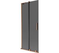 Mexen Velar L mampara de bañera de 2 hojas deslizables 80 x 150 cm, grafito, cobre cepillado - 896-080-003-41-65 42349 5905315276681