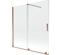 Mexen Velar mampara de bañera de 2 paneles corredera 160 x 150 cm, transparente, oro rosa - 896-160-000-01-60 24489 5905315221322