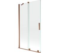 Mexen Velar mampara de bañera extensible de 2 paneles 100 x 150 cm, transparente, oro rosa - 896-100-000-01-60 24481 5905315221261