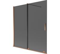 Mexen Velar mampara de ducha de baño de 2 hojas correderas 150 x 150 cm, grafito, oro rosa - 896-150-000-41-60 41761 5905315274120
