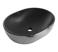 Mexen Viki lavabo de sobreponer 48 x 35 cm, negro mate/patrón escamas plateado - 21054872 21887 5907709156807
