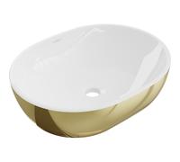 Mexen Viki lavabo sobre encimera 48 x 35 cm, blanco/dorado - 21054806 21882 5907709156760