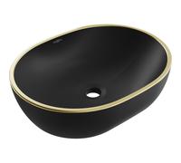 Mexen Viki lavabo sobre encimera 48 x 35 cm, negro mate/borde dorado - 21054875 21890 5907709156838