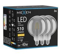 Mexen Vintis 3x Bombilla de filamento LED E27, G125, 6W, Cálida - 2700K, 510 lm, ahumado - L158-E27-0627-70x03 96311 5907931017242