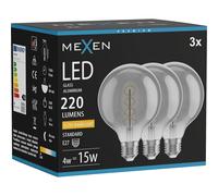 Mexen Vintis 3x Bombilla filamento espiral LED E27, G95, 4W, Cálida - 2200K, 220 lm, smoke - L167-E27-0422-70x03 96442 5907931017594