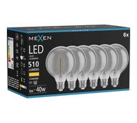 Mexen Vintis 6x Bombilla de filamento espiral LED E27, G95, 6W, Cálida - 2700K, 510 lm, humo - L167-E27-0627-70x06 96520 5907931021379