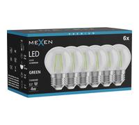 Mexen Vintis 6x Bombilla de filamento LED E27, G45, 4W, 55 lm, verde - L156-E27-04XX-46x06 97645 5907931020662