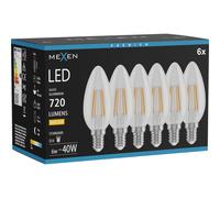 Mexen Vintis 6x Bombilla filament LED E14, C35, 6W, Cálida - 2700K, 720 lm, transparente - L154-E14-0627-00x06 96176 5907931020280