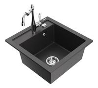 Mexen Vito fregadero de granito de 1 compartimento con grifo de cocina Carla, negro moteado - 6503-76-670700-00 16573 5905315038241