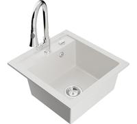 Mexen Vito fregadero de granito de 1 compartimento con grifo de cocina Elia, blanco - 6503-20-670101-00 19519 5905315027764