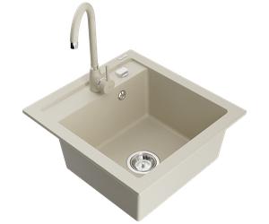 Mexen Vito fregadero de granito de 1 cubeta con grifo de cocina Telma, beige - 6503-69-670200-69 6165 5907709189287