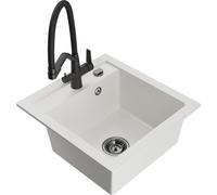 Mexen Vito fregadero de granito de 1 seno con grifo de cocina Duo, blanco - 6503-20-671701-70-B 22561 5905315043290
